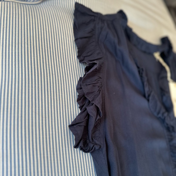 Women's Ruffled Navy Top - Picture 3 of 5